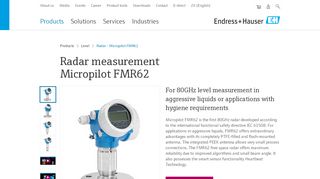 
                            8. Radar - Micropilot FMR62 | Endress+Hauser