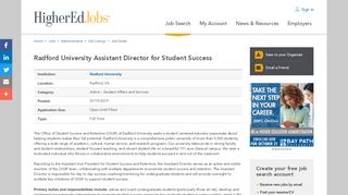 
                            9. Radford University Assistant Director for Student ... - Higher Ed Jobs