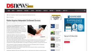 
                            9. Radian Acquires Independent Settlement Services - DSNews