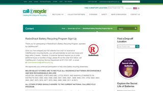 
                            4. RadioShack Battery Recycling Program Sign-Up - Call2Recycle