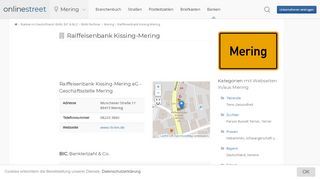 
                            8. Raiffeisenbank Kissing-Mering: BIC für Bankleitzahl 72069155