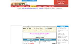 
                            11. Railway Group D Exam Date Recruitment 2019 - 2020 For ...