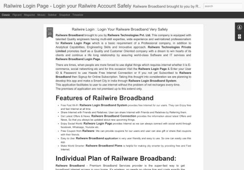 
                            10. Railwire Login : Login Your Railware Broadband …