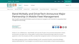 
                            9. Rand McNally and DriverTech Announce Major Partnership in Mobile ...