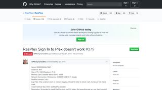 
                            8. RasPlex Sign In to Plex doesn't work #379 - GitHub