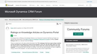 
                            2. Ratings on Knowledge Articles on Dynamics Portal - Microsoft ...