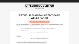 
                            6. Raymour Flanigan Credit Card Wells Fargo | Applydocoument.co