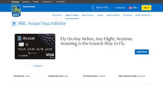 
                            8. RBC Avion Visa Infinite Credit Card - RBC Royal Bank