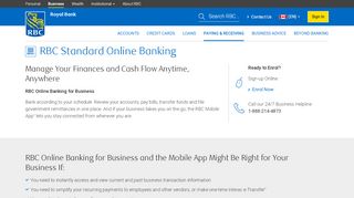 
                            2. RBC Standard Online Banking for Business - RBC Royal Bank