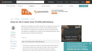 
                            8. Re-Create User Profile (Windows) - Spiceworks Community