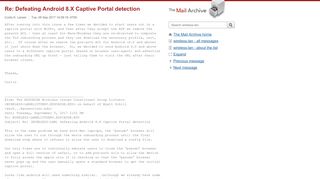 
                            5. Re: Defeating Android 8.X Captive Portal detection - The Mail Archive