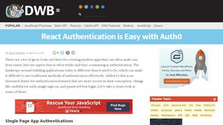 
                            9. React Authentication is Easy with Auth0 - David Walsh Blog