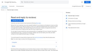 
                            7. Read and reply to reviews - Google My Business Help