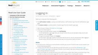 
                            3. Read Live :: Logging In :: Read Naturally, Inc.