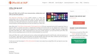 
                            6. Ready for Office 365? - Office 365 @ AUP – Office 365 @ AUP - The ...