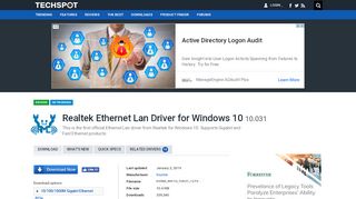 
                            9. Realtek Ethernet Lan Driver for Windows 10 10.031 Driver ...