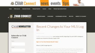 
                            9. Recent Changes to Your MLS Log In - cvar connect