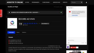 
                            1. RECORD AO VIVO – Assistir TV Online