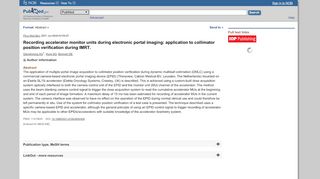 
                            9. Recording accelerator monitor units during electronic portal imaging ...