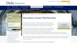 
                            2. Recreation Center Membership | DukeCard | Duke