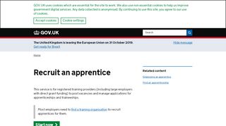 
                            1. Recruit an apprentice - GOV.UK