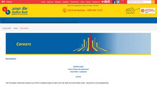 
                            7. Recruitment - Andhra Bank