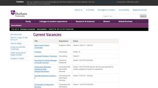 
                            7. Recruitment : Current Vacancies - Durham University