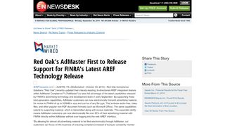 
                            7. Red Oak's AdMaster First to Release Support for FINRA's Latest ...