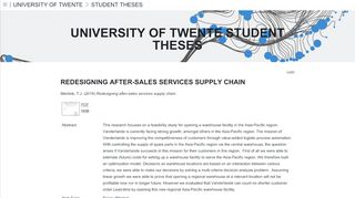 
                            6. Redesigning after-sales services supply chain - University ...