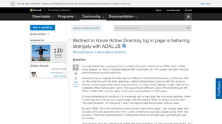 
                            9. Redirect to Azure Active Directory log in page is behaving ...