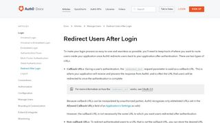 
                            9. Redirect Users After Login - Auth0