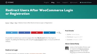 
                            2. Redirect Users After WooCommerce Login or Registration - Iconic