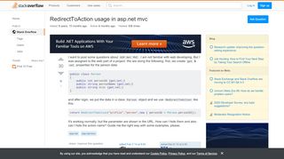 
                            5. RedirectToAction usage in asp.net mvc - Stack Overflow