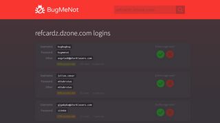
                            8. refcardz.dzone.com passwords - BugMeNot