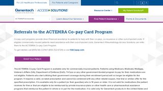 
                            7. Referrals to the ACTEMRA Co-pay Card Program | Genentech ...