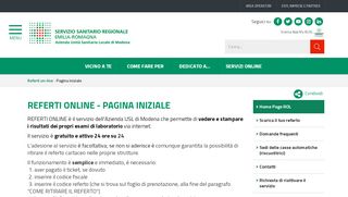 
                            7. REFERTI ONLINE - PAGINA INIZIALE - Ausl Modena - …