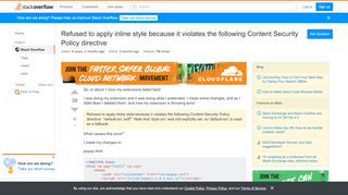 
                            6. Refused to apply inline style because it violates the ...