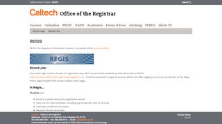 
                            4. REGIS | Office of the Registrar - Caltech Registrar