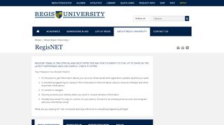 
                            2. RegisNET | About Regis University