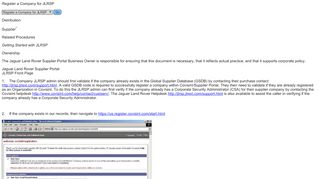 
                            7. Register a Company for Jaguar Land Rover Supplier Portal (JLRSP)