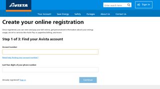 
                            4. Register Account - Avista