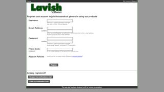 
                            1. Register an account - Lavish Software