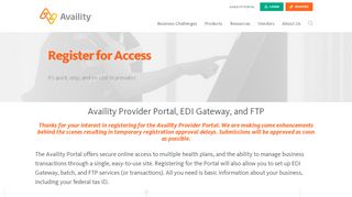 
                            1. Register Now For Portal Access - Availity