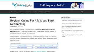 
                            7. Register Online For Allahabad Bank Net Banking ...