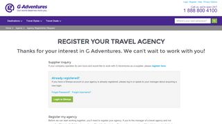 
                            4. Register your Travel Agency - G Adventures