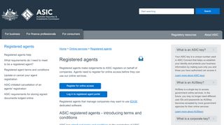 
                            1. Registered agents | ASIC - Australian Securities …