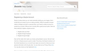
                            2. Registering a Zazzle Account – Help Center