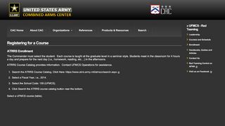 
                            2. Registering for a Course | US Army Combined Arms Center