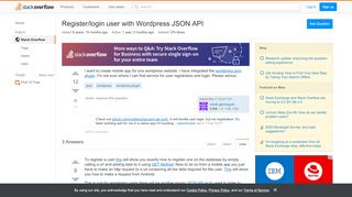 
                            1. Register/login user with Wordpress JSON API - Stack Overflow