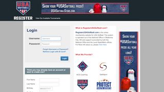 
                            7. RegisterUSASoftball.com - Account-Login